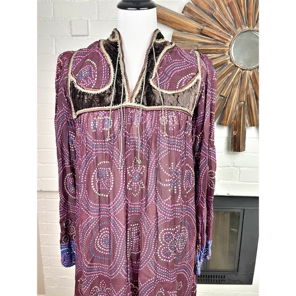 Vintage Indian 70s Mosaic Print Cotton Gauze Dress - Picture 2 of 13
